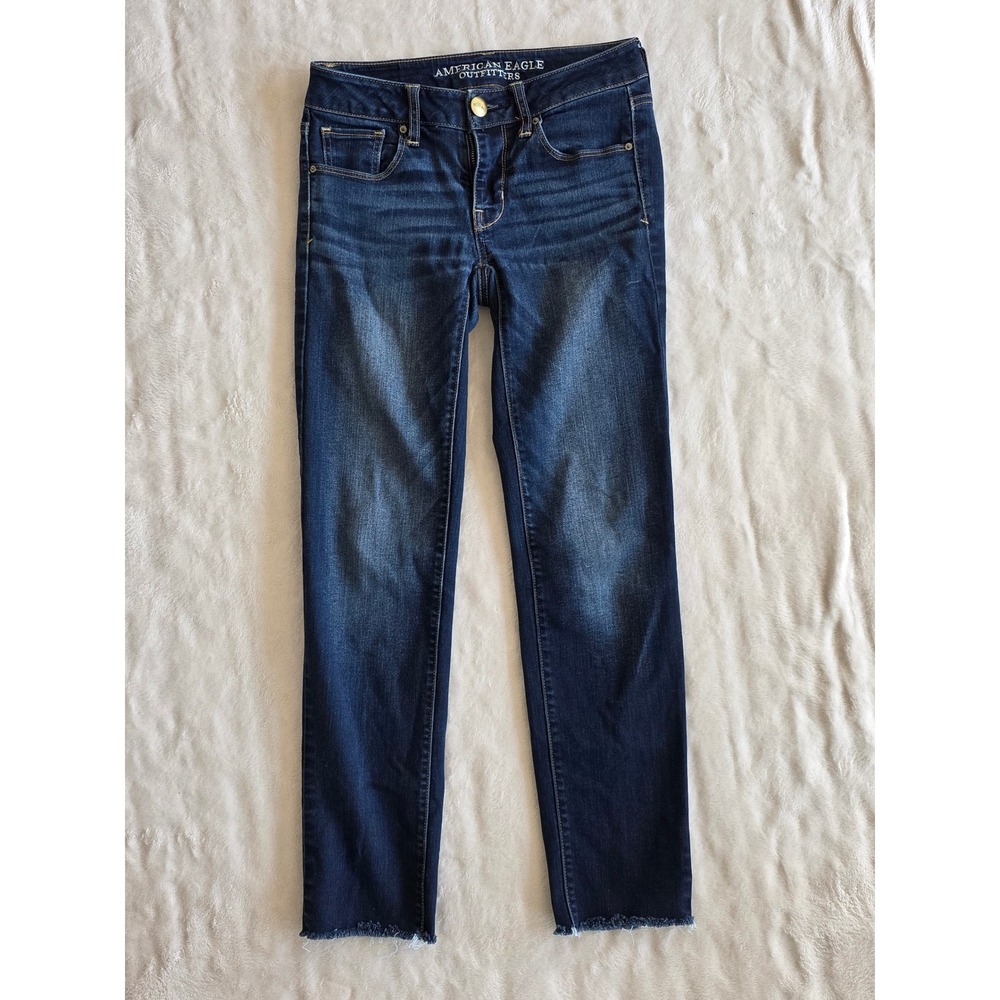 *Flaw*‎ American Eagle Outfitters Womens Mid Rise Skinny Jeans Frayed Hem Sz 0